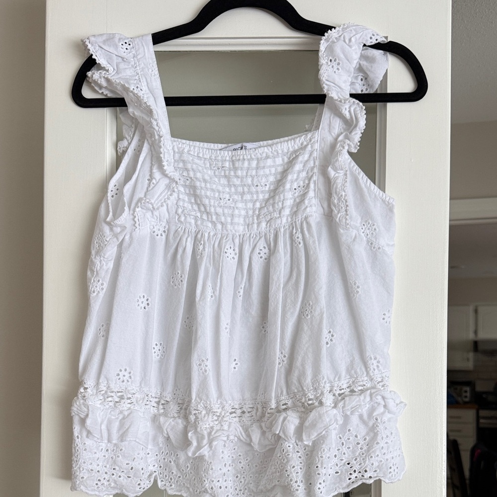 Ricki's White Eyelet Ruffled Tank Top
